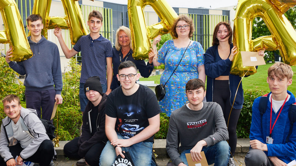 Students and staff celebrating results day