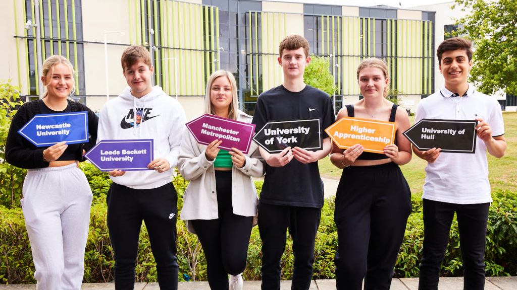 Students celebrating A Level results 