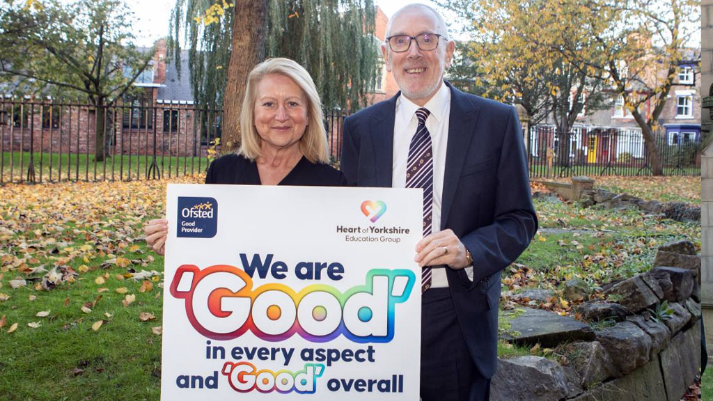 Principal and Chief Executive Sam Wright and Chair of Governors Andrew McConnell OBE at the Heart of Yorkshire Education Group