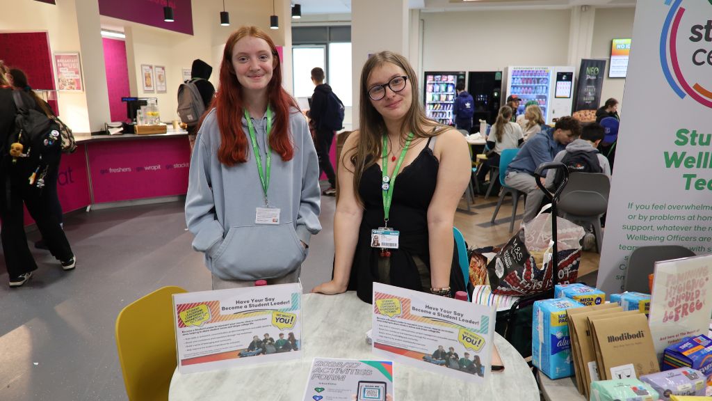 Student Leaders at their stall at Wakefield College Freshers'