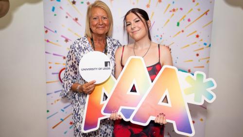 A Level student Lyla with Sam Wright, Principal and Chief Executive at the Heart of Yorkshire Education Group.