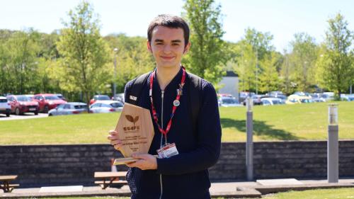 Student with trophy